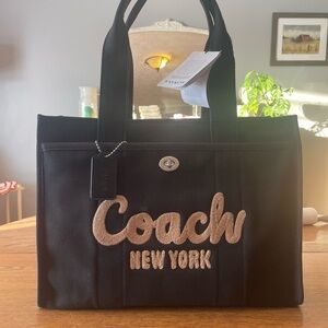 Coach Black and Brown Logo Tote
